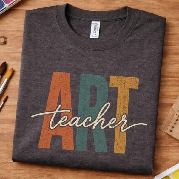 Retro Art Teacher Shirt – Colorful Vintage Teacher Graphic Tee Inspiring - Image 3