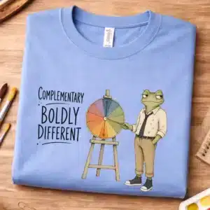 Complementary colors shirt with Boldly Different Vincent Van Frog design