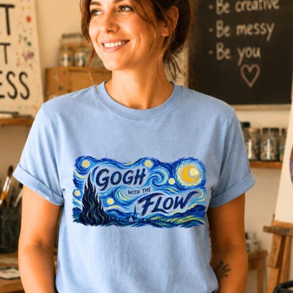 Creative Mindset Shirt – Gogh With The Flow Artist Graphic Tee Inspiring - Image 2