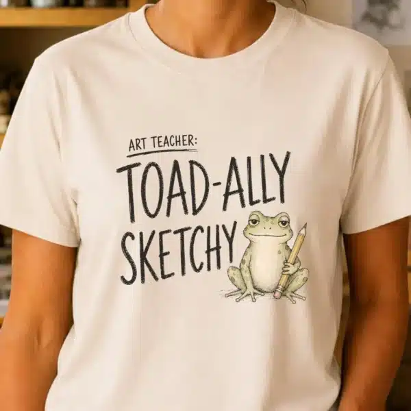Drawing Humor Shirt – Toad-ally Sketchy Funny Frog Artist Tee - Image 3
