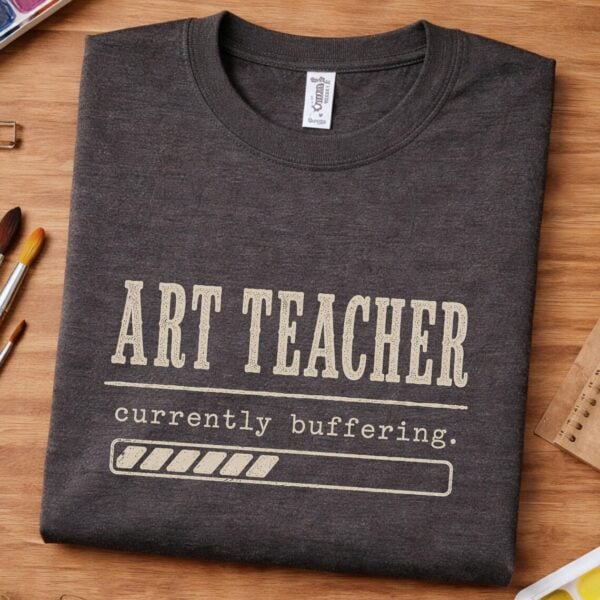 Teacher Burnout Shirt – Art Teacher Currently Buffering Tee Funny - Image 3