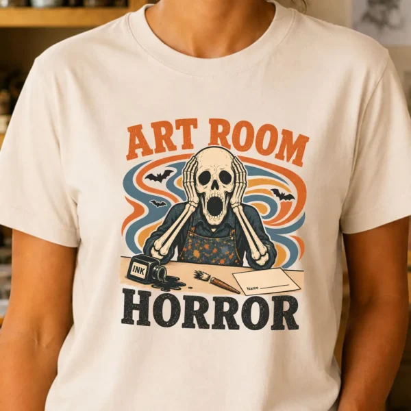 Halloween Art Teacher Shirt – Art Room Horror Funny Teacher Tee - Image 3