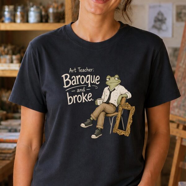 Baroque Art Shirt – Baroque and Broke Funny Frog Tee - Image 3