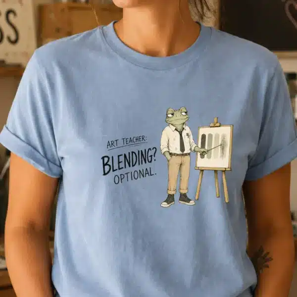 Color Pencil Shirt – Blending Optional Funny Frog Art Teacher Tee - Image 3