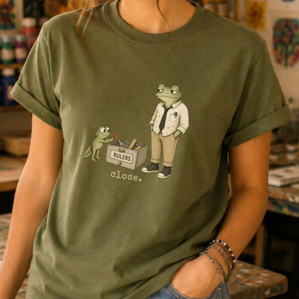 Measurement Art Shirt – Close Funny Frog Art Teacher Tee - Image 3