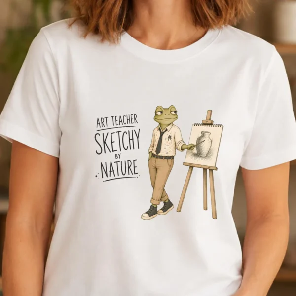 Artist Sketch Shirt – Art Teacher Sketchy By Nature Frog Tee Funny - Image 4