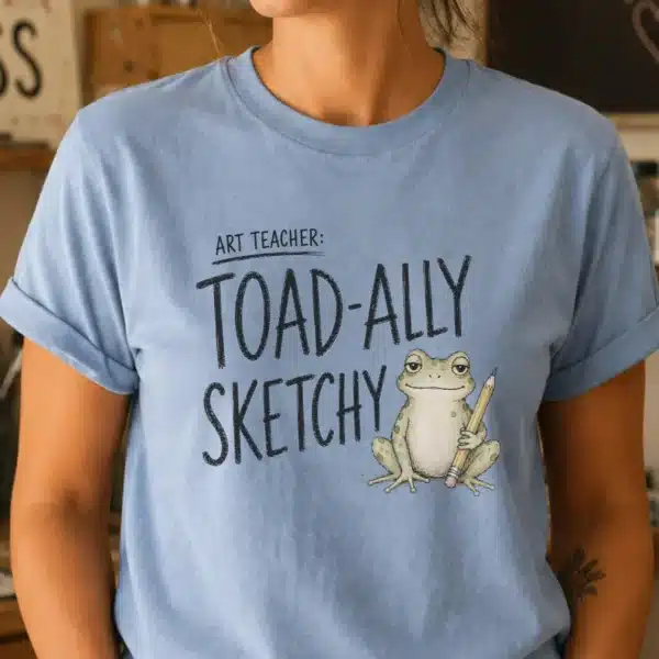 Drawing Humor Shirt – Toad-ally Sketchy Funny Frog Artist Tee - Image 2