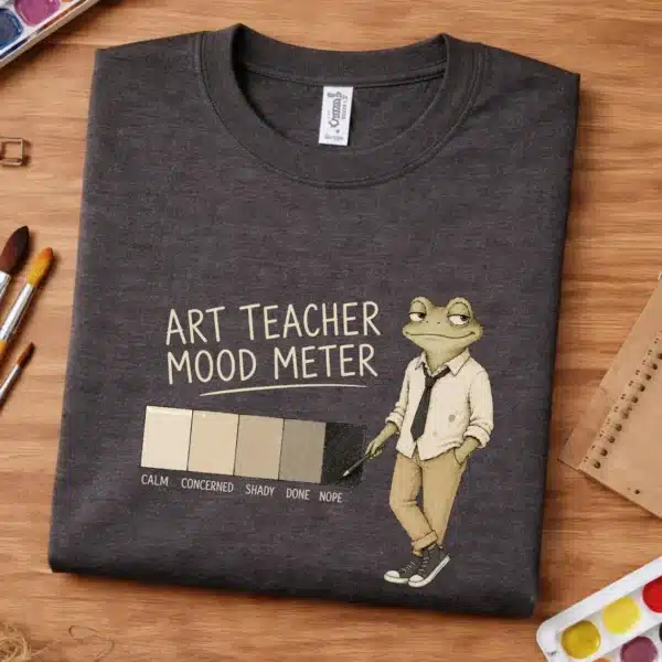 Teacher Mood Shirt – Art Teacher Mood Meter Funny Frog Tee - Image 3