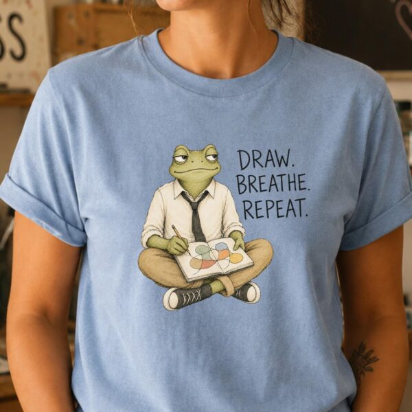 Drawing Teacher Shirt – Draw Breathe Repeat Art Teacher Graphic Tee Inspiring - Image 3
