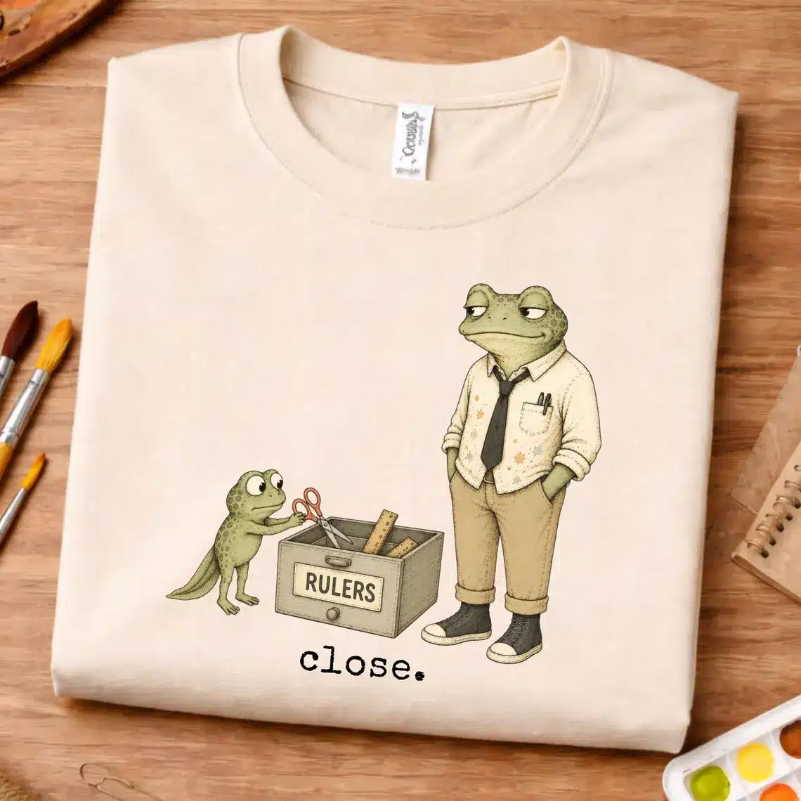 Measurement art shirt featuring Close Vincent Van Frog design