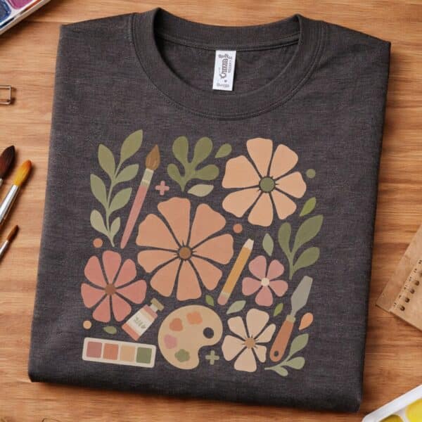 Modern art shirt with floral illustration design