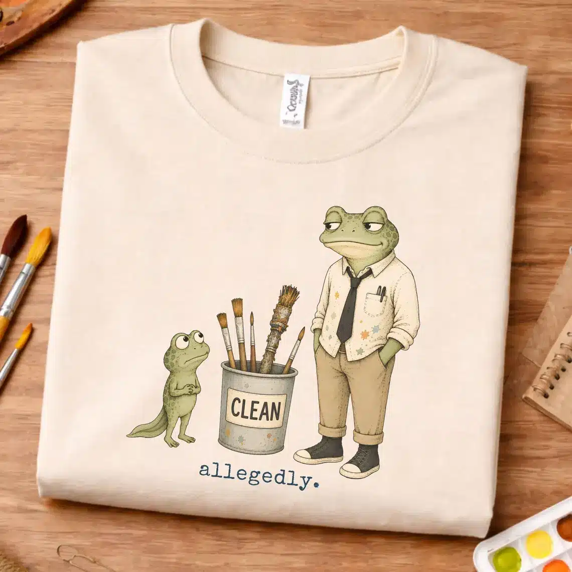Paint brush shirt featuring Allegedly Clean Vincent Van Frog design