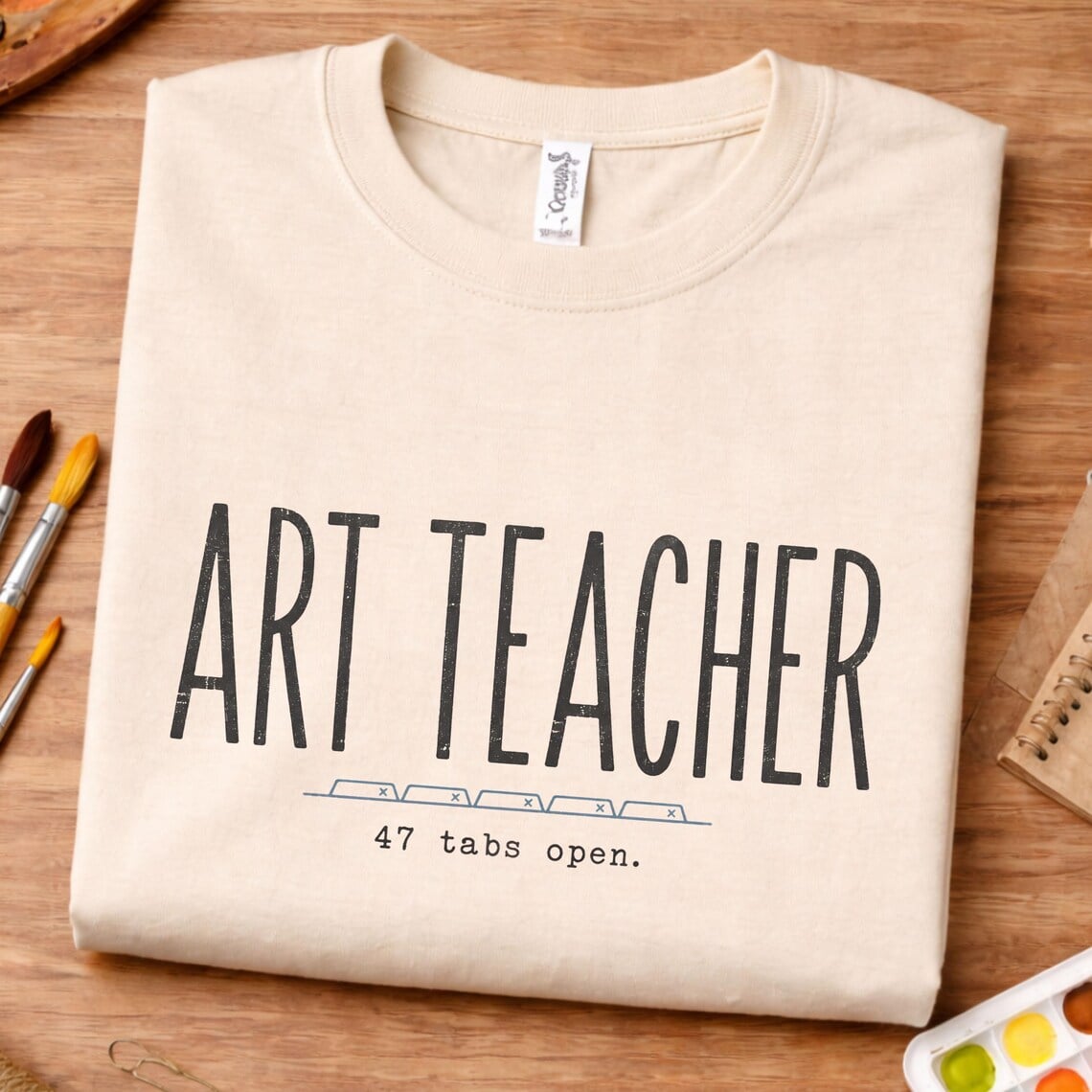 Teacher brain shirt featuring Art Teacher 47 Tabs Open design