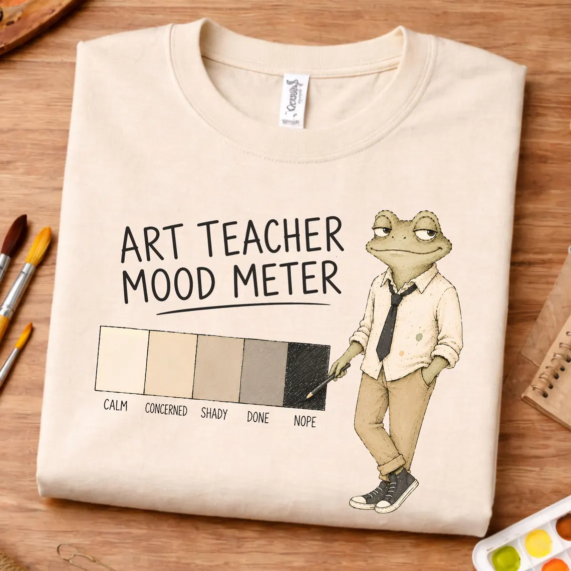 Teacher mood shirt featuring Art Teacher Mood Meter Vincent Van Frog design