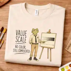 Value scale shirt featuring No Color Still Complicated Vincent Van Frog design