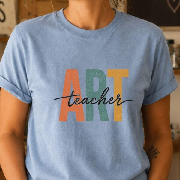 Retro Art Teacher Shirt – Colorful Vintage Teacher Graphic Tee Inspiring - Image 2