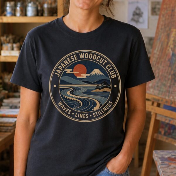 Japanese Art Shirt – Japanese Woodcut Club Art Teacher Tee Inspirational - Image 2