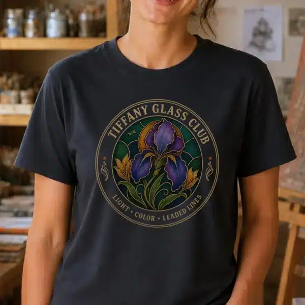 Stained Glass Shirt – Tiffany Glass Club Art Teacher Tee Colorful - Image 2