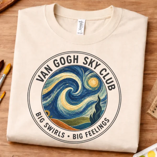 Starry Night Shirt – Van Gogh Sky Club Art Teacher Tee Inspirational - Image 3