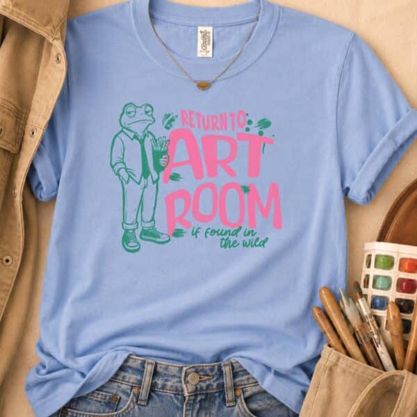 Art Teacher Back To School Shirt – Return To Art Room Funny Frog Tee - Image 2