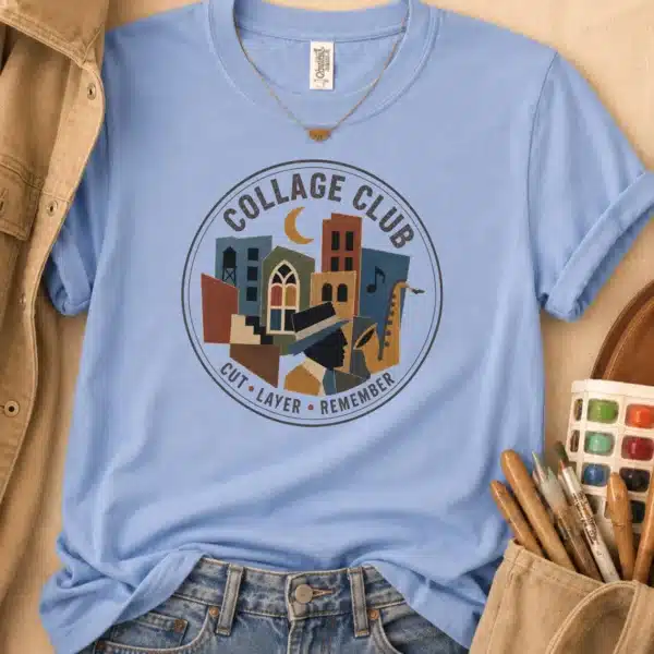 Collage Art Shirt – Collage Club Art Teacher Graphic Tee Inspiring - Image 2