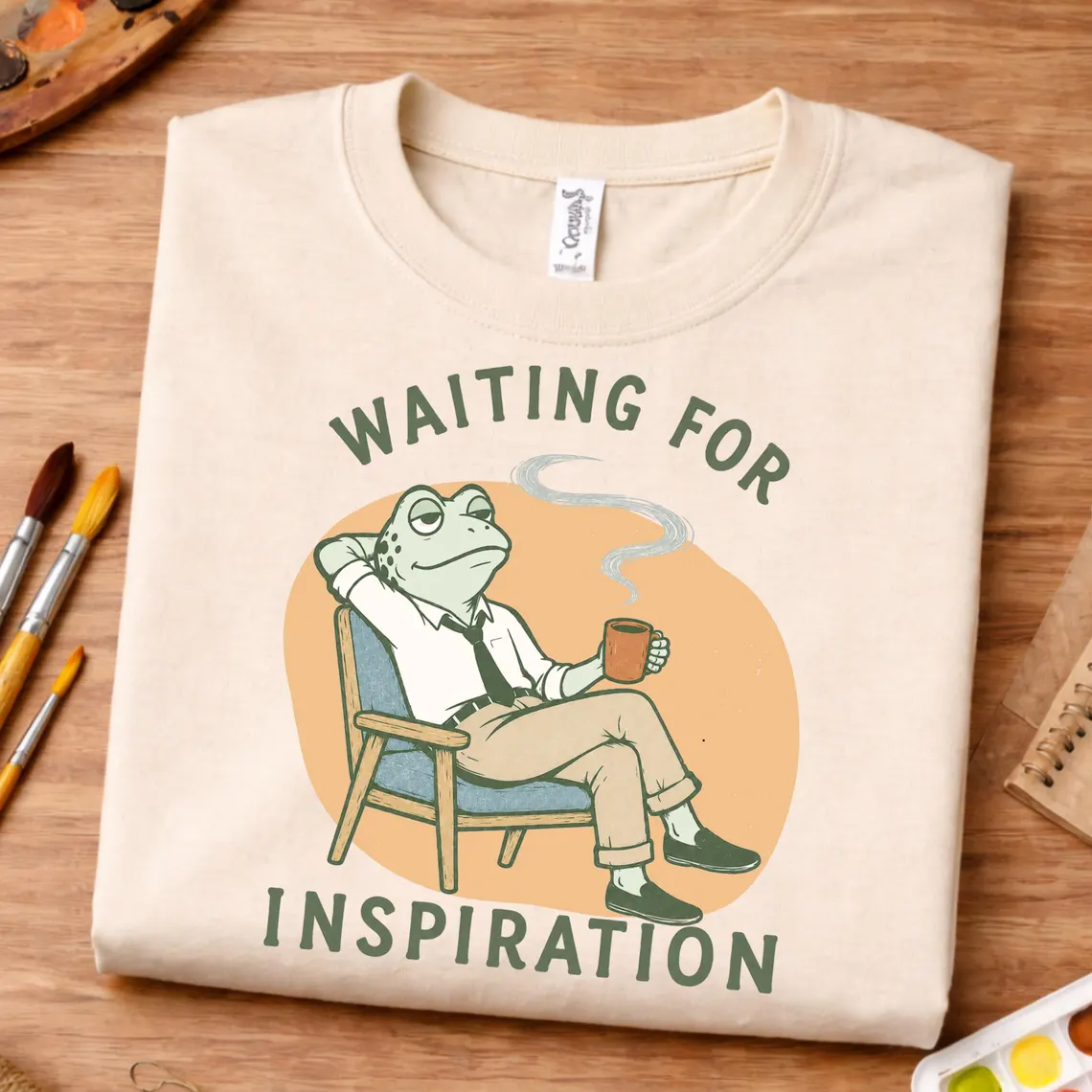 creative block shirt waiting for inspiration frog