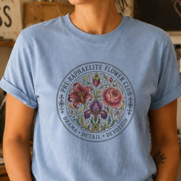 Pre Raphaelite Shirt – Pre Raphaelite Flower Club Artist Tee Inspiring - Image 3