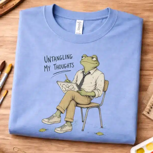 Neurographic Art Shirt – Untangling My Thoughts Frog Tee Mindful Inspirational - Image 3