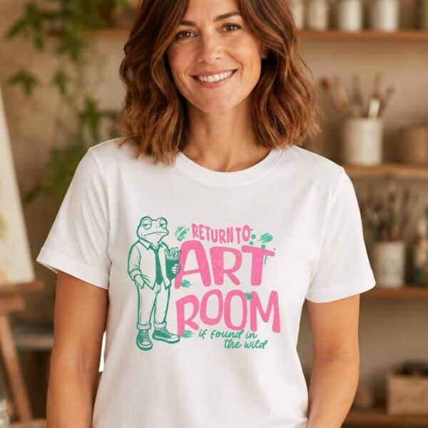 Art Teacher Back To School Shirt – Return To Art Room Funny Frog Tee - Image 3