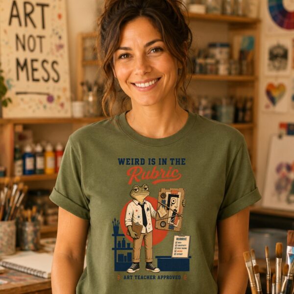 Art Rubric Shirt – Weird Is In The Rubric Funny Frog Teacher Tee - Image 2