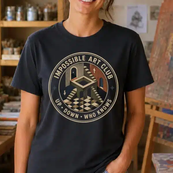 Optical Illusion Shirt – Impossible Art Club Artist Tee - Image 3