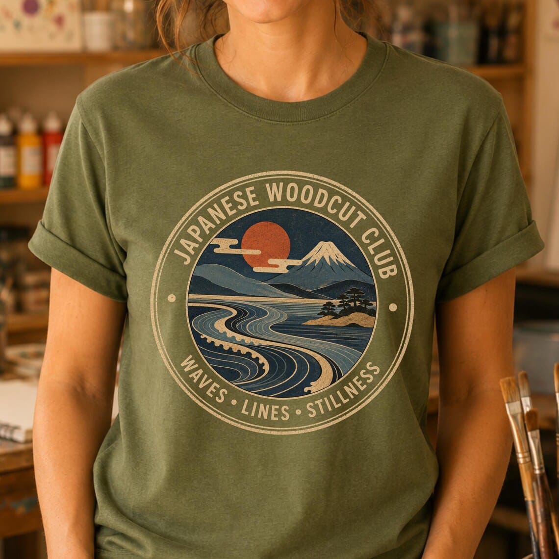 japanese art shirt woodcut club design