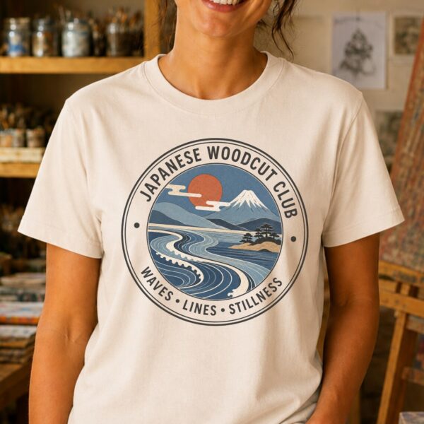Japanese Art Shirt – Japanese Woodcut Club Art Teacher Tee Inspirational - Image 3
