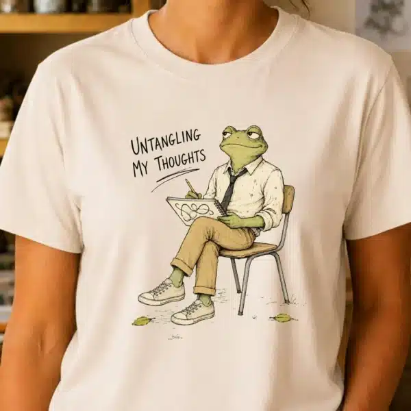 Neurographic Art Shirt – Untangling My Thoughts Frog Tee Mindful Inspirational - Image 2