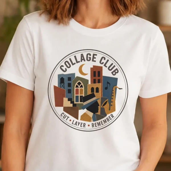 Collage Art Shirt – Collage Club Art Teacher Graphic Tee Inspiring - Image 3