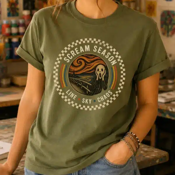 Halloween Art Teacher Shirt – Scream Season Funny Spooky Frog Tee - Image 2