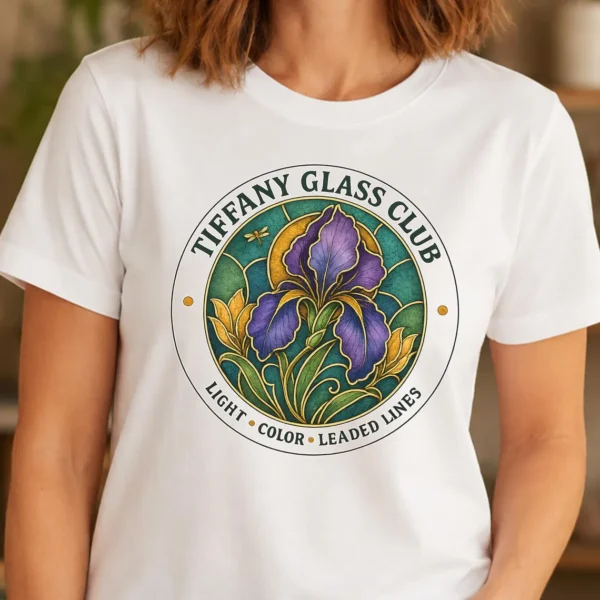 Stained Glass Shirt – Tiffany Glass Club Art Teacher Tee Colorful - Image 3