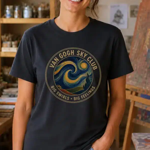 Starry Night Shirt – Van Gogh Sky Club Art Teacher Tee Inspirational - Image 2