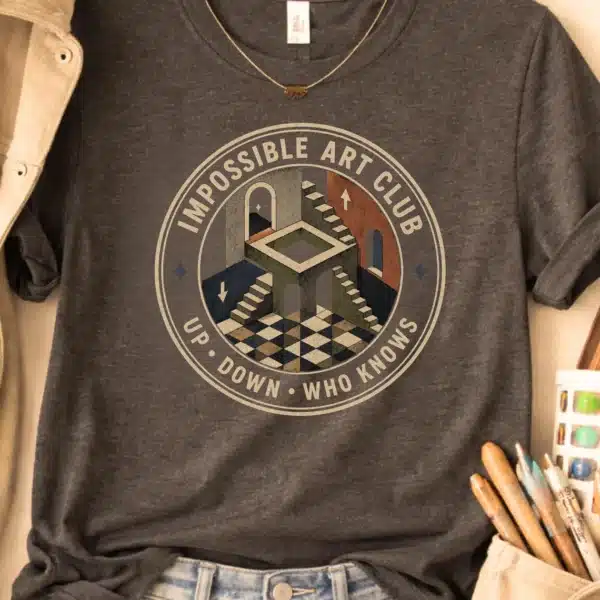 Optical Illusion Shirt – Impossible Art Club Artist Tee - Image 2