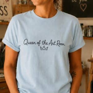 Art teacher queen shirt featuring Queen of the Art Room design