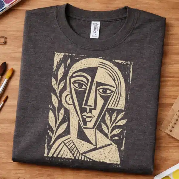 Cubism Art Shirt – Abstract Portrait Artist Graphic Inspiring Tee - Image 2