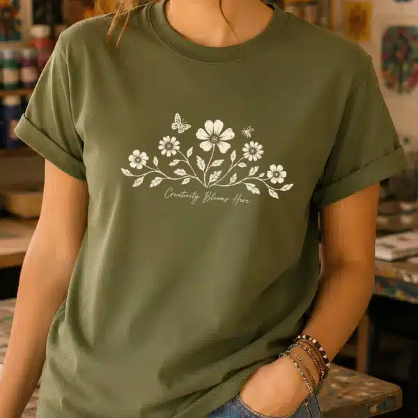 Floral Artist Shirt – Creativity Blooms Here Graphic Inspiring Tee - Image 2