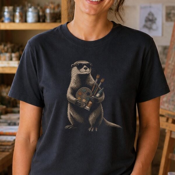 Otter Artist Shirt – Funny Art Teacher Graphic Tee - Image 2