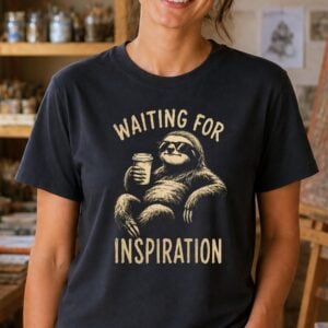 Artist procrastination shirt featuring Waiting for Inspiration