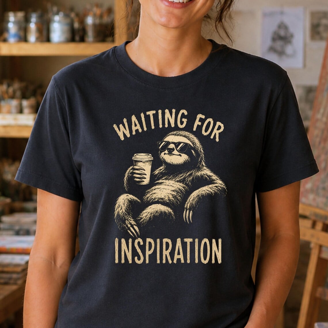 Artist procrastination shirt featuring Waiting for Inspiration