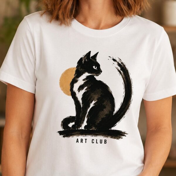 Black Cat Artist Shirt – Art Club Graphic Inspiring Tee - Image 2
