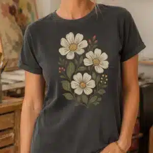 Botanical floral shirt featuring vintage wildflower illustration