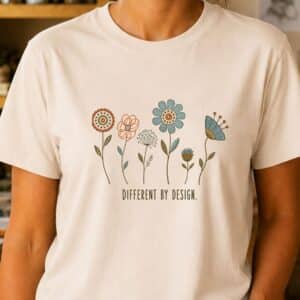 Creative teacher gift featuring Different by Design floral shirt