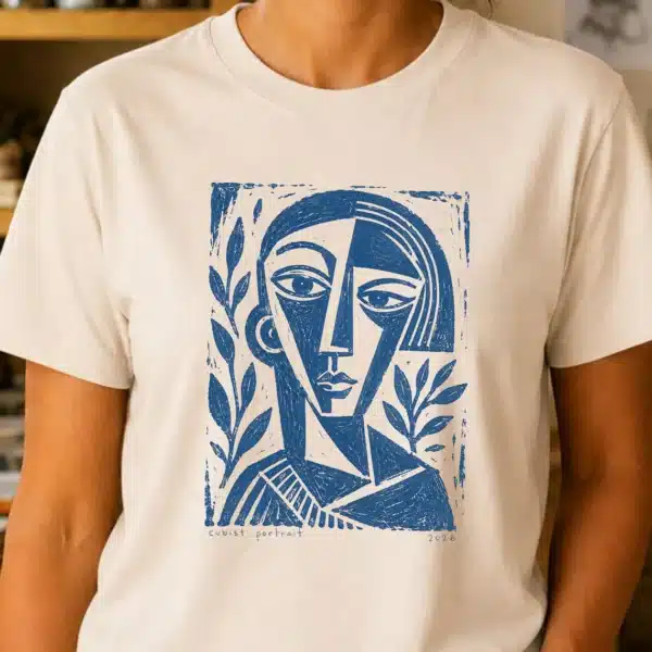 Cubism Art Shirt – Abstract Portrait Artist Graphic Inspiring Tee - Image 3