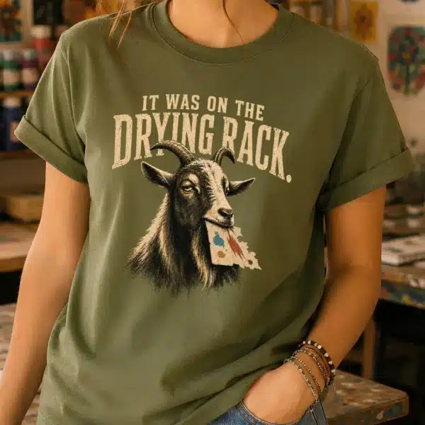 Art Classroom Humor Shirt – It Was on the Drying Rack Funny Tee - Image 3
